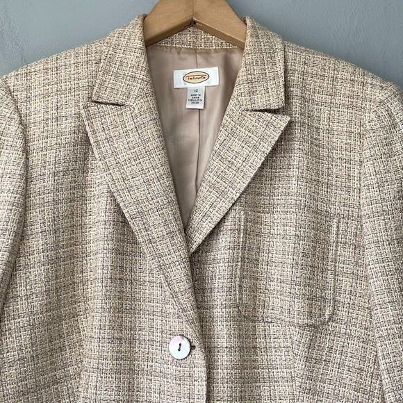 Talbots Size 12 Beige Linen Tweed Jacket Blazer Minimalist Office Old Money - Picture 2 of 13
